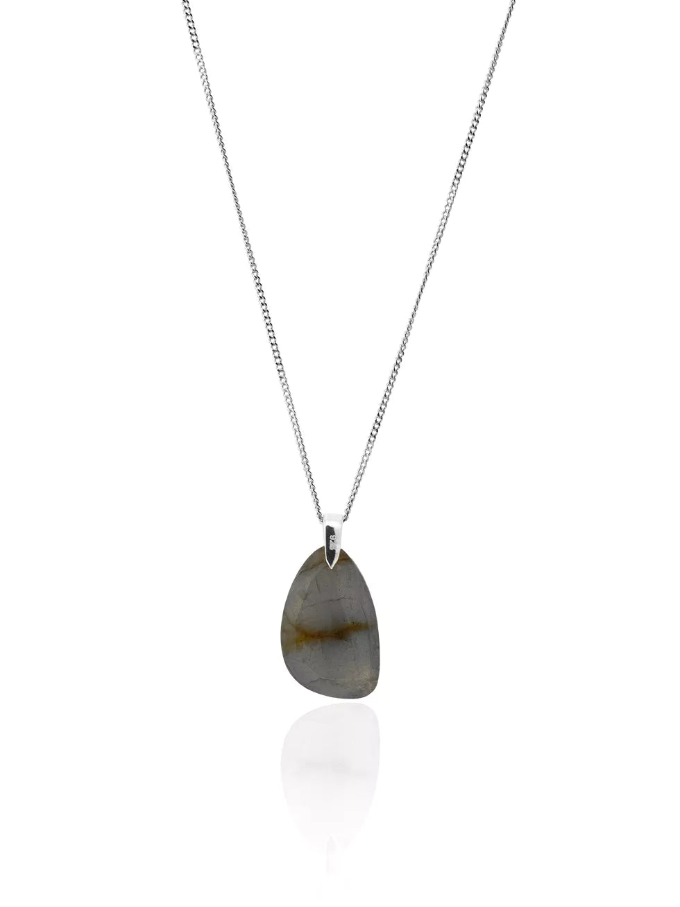 Collier en argent sterling LE SABLE SLV. Grosse pierre de labradorite grise.