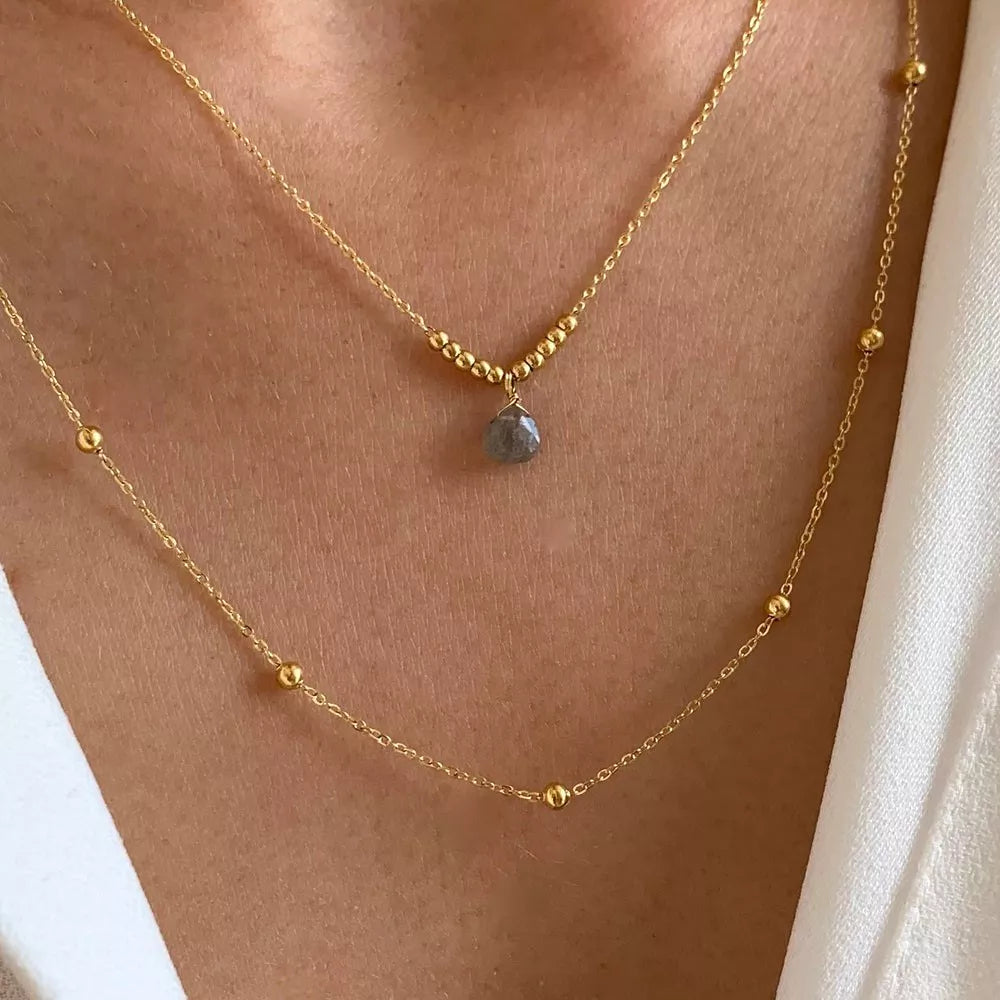 Collier fin double rang labradorite